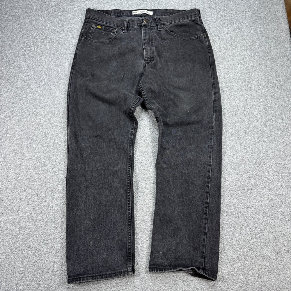 Y2K Lee Jeans Men's 34x28 Faded Black Regular Fit Straight Leg High Rise Cotton